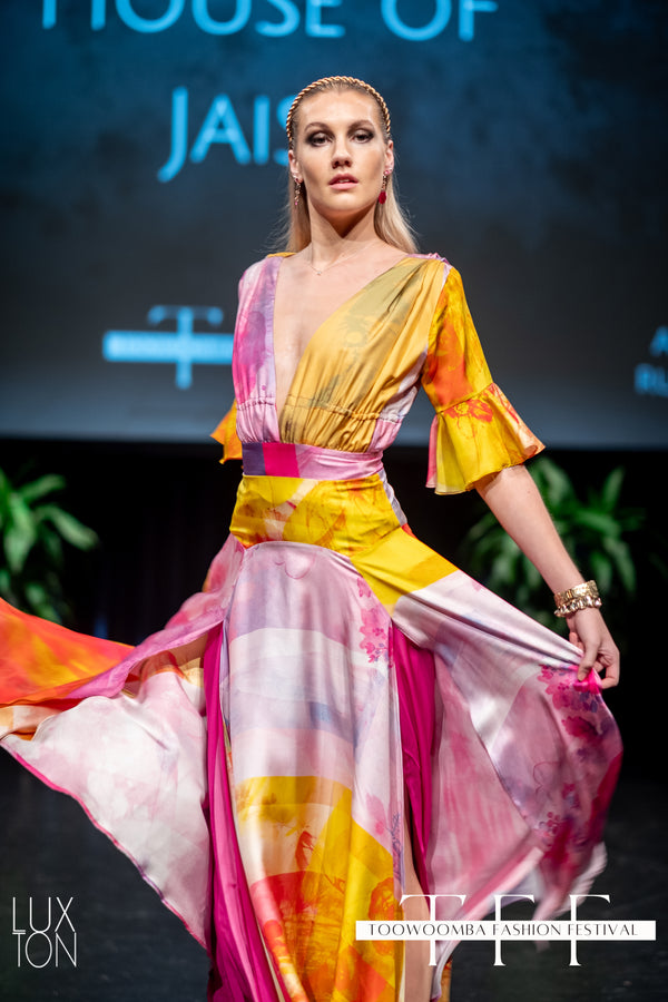Aurora Sky Fitted Maxi Shirt Dress